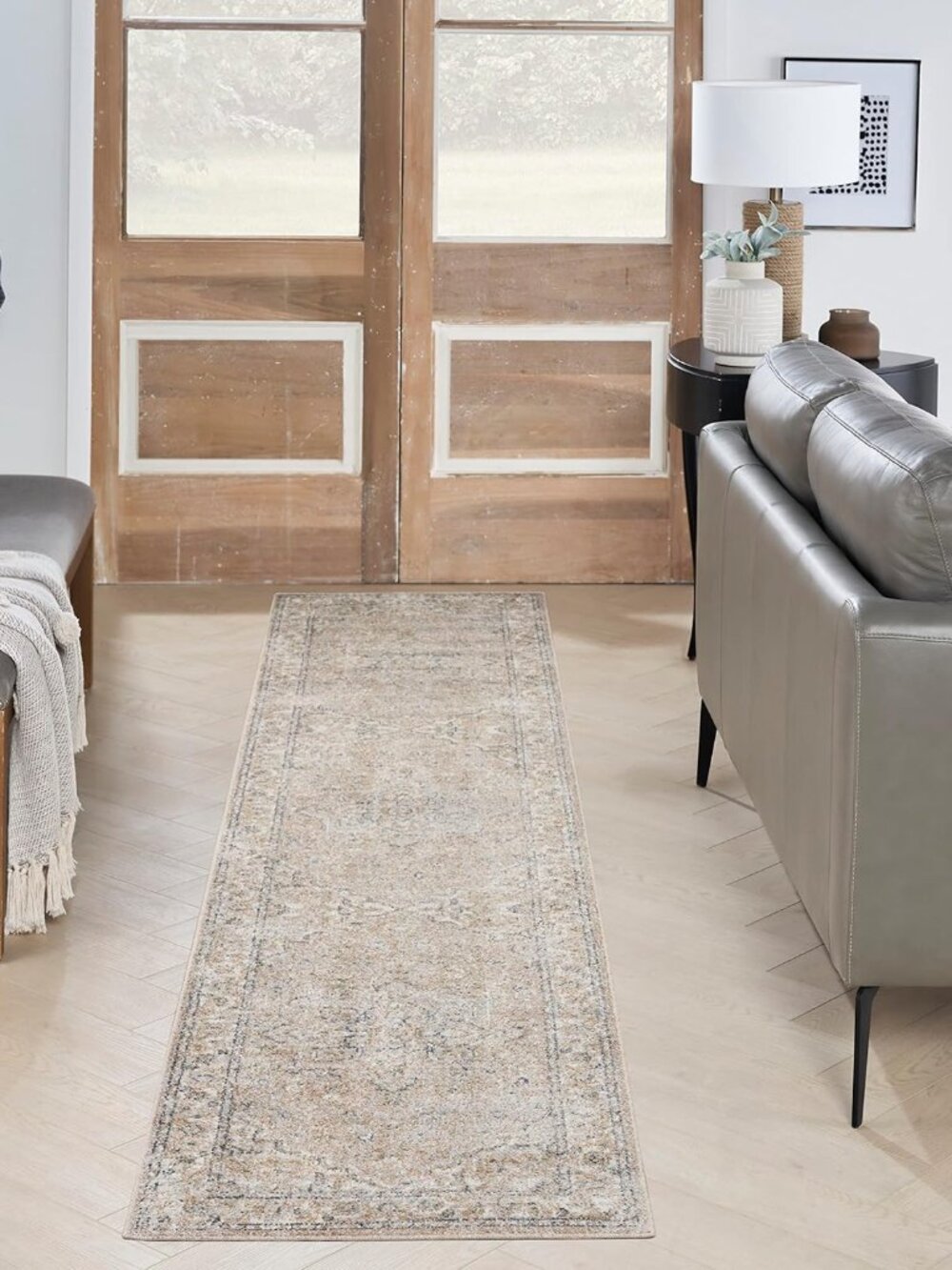 Nourison Home Astra Washable Beige 2' x 6' Area Rug NWT